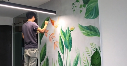 Vẽ tranh tường hoa lá tại Hưng Yên